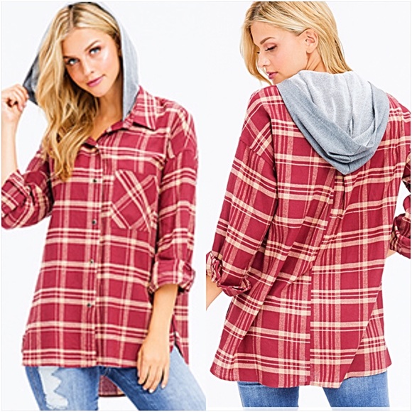 Coziest Cutest Oversized Plaid Tunic Top SM - Picture 6 of 6